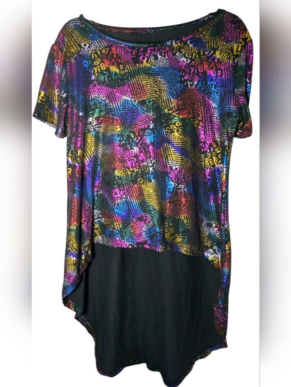1X size nwot  eye candy Multicolor Abstract Print Tunic with Black Hem cute